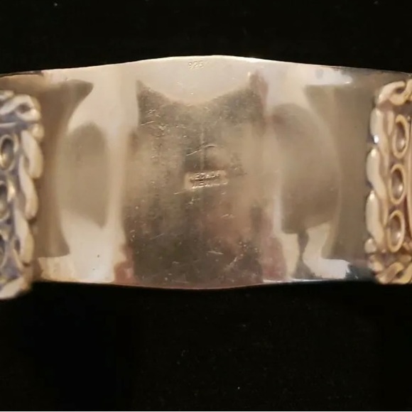 Massive Cuff Bracelet With 7 Turquoise Nuggets Vintage Sterling Silver - Picture 9 of 14